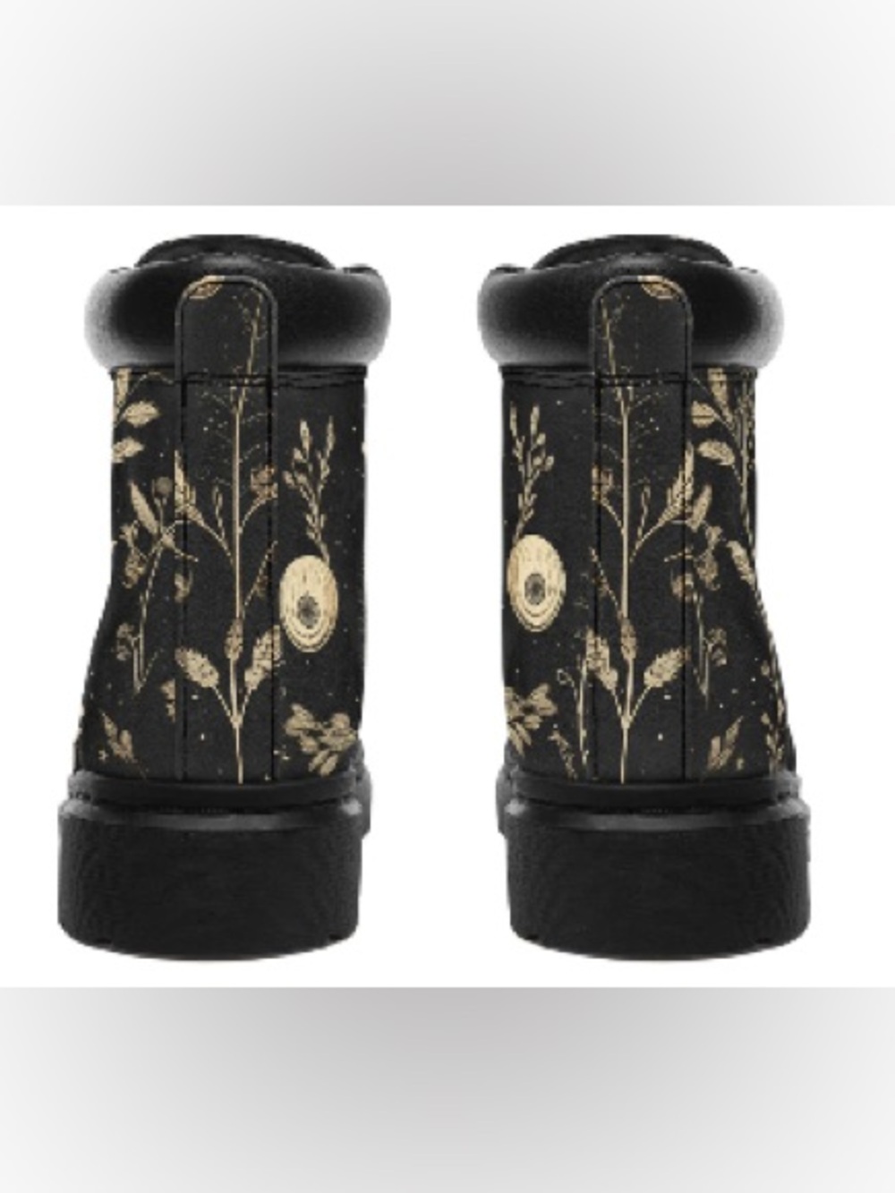 Rogue + Wolf Twilight Garden Classic Boots Black Floral Lace-Up Ankle Boots 9 - Picture 6 of 8